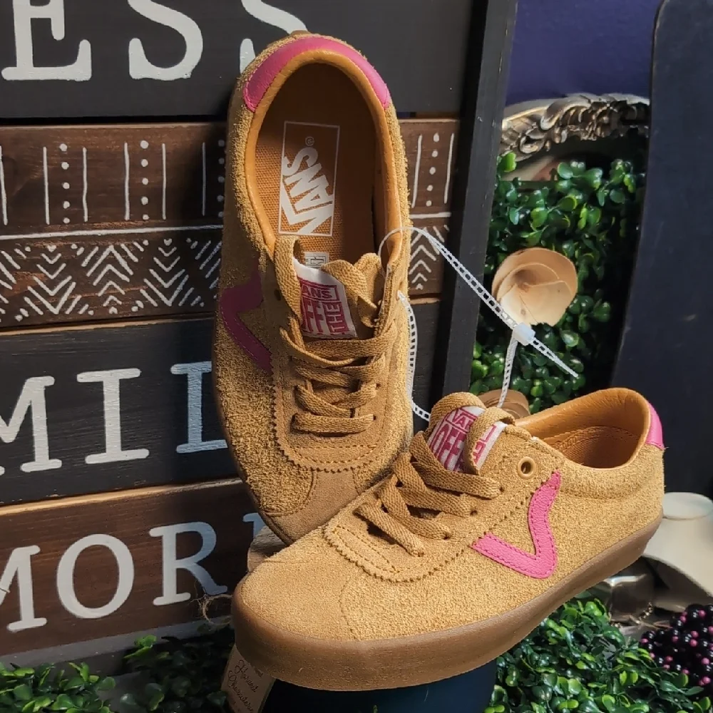 Sassy Suede & Popn Pink Leather Ladies Vans - Picture 3 of 14